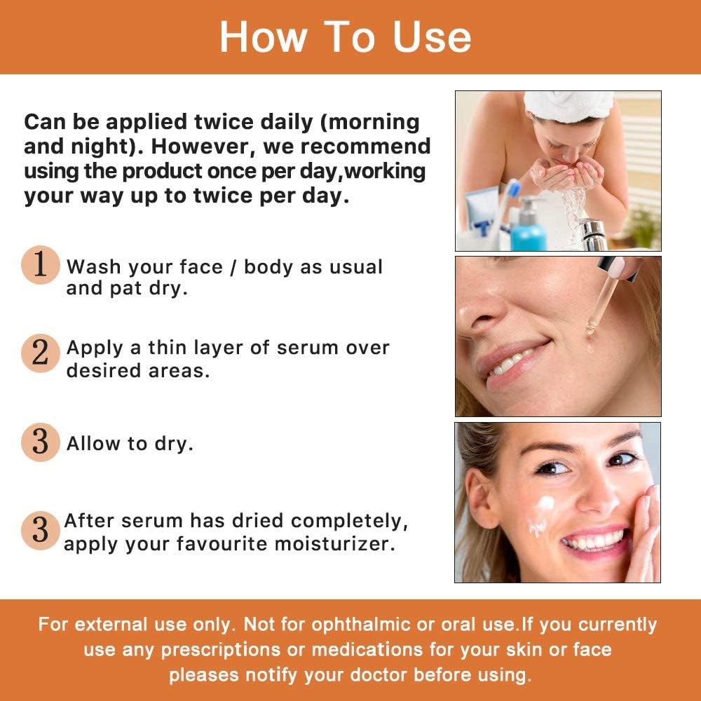 Vitamin C Serum for Face - Pure Facial Serum with 20% Vitamin C, Hyaluronic Acid, Vitamin B for Anti Aging Serum for Face, Neck and Eye Contour